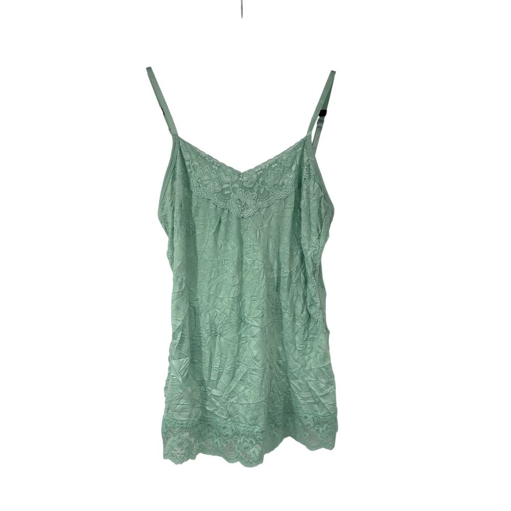 Y2K Seafoam Green Lace Trim Adjustable Straps Pre Wrinkled Fabric